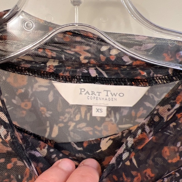 Part Two Copenhagen EylaPW long slv mesh t-shirt in black floral print, size xs - Picture 2 of 7